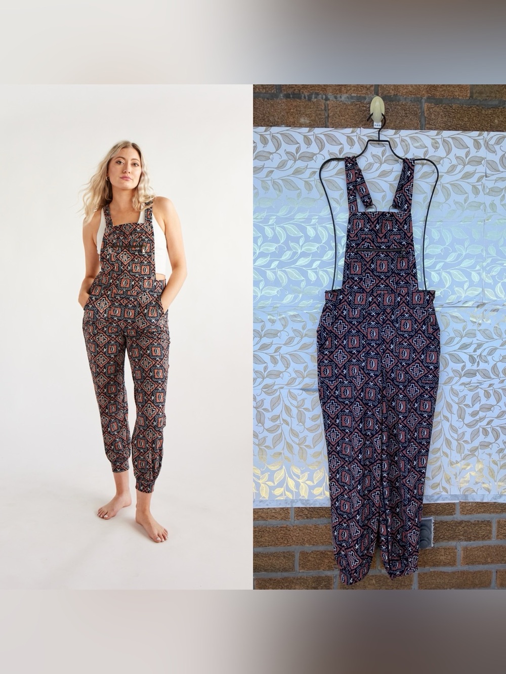 Swaay Geometric Southwestern Overalls Jumpsuit S | Festivalcore Boho Sustainable